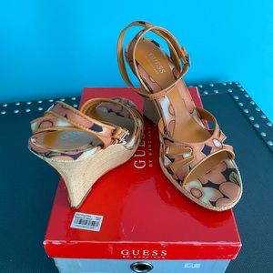 Marciano Orange Wedge Sandals